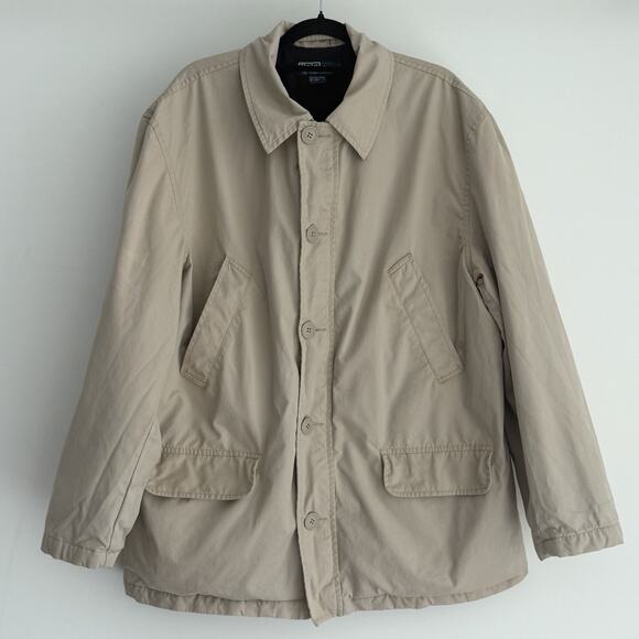 Ralph Lauren Coat Mens XL Beige Chore Barn Fleece Lined Utility Pocket Jacket - Picture 1 of 10